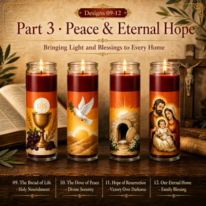 Prayer Candles For Church 12 Piece Holy Family Theme Set Religious Glass Jar Candles OEM