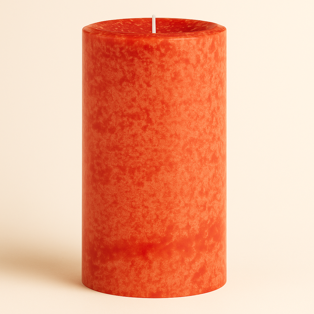3x6 Mottled Pillar Candle with starburst surface pattern