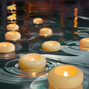 Flameless LED Floating Waterproof Plastic Candles Tea Light Romantic Flickering Votive Wax Tealight For Party Bathroom Decor