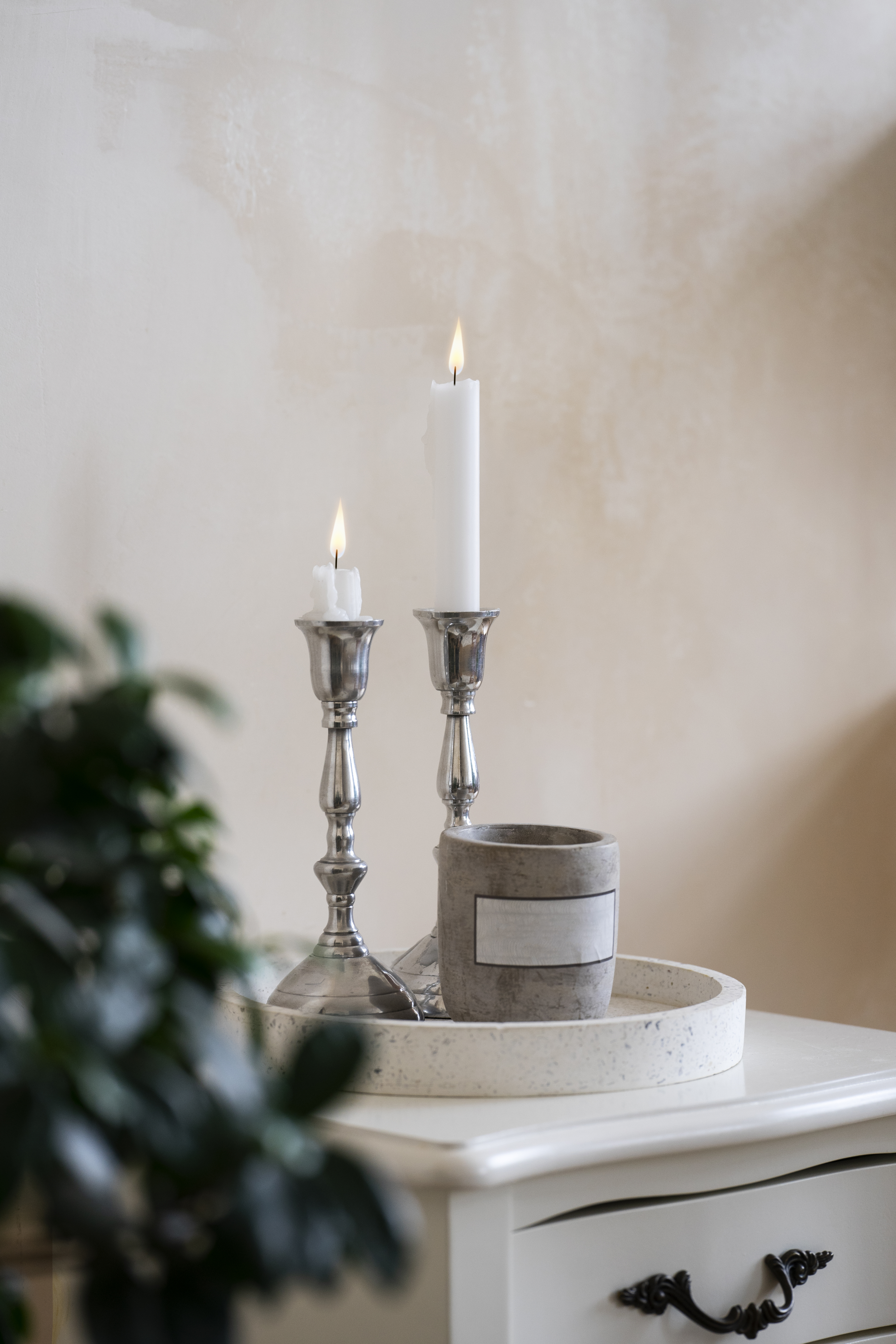 Unscented household utility stick and taper candles