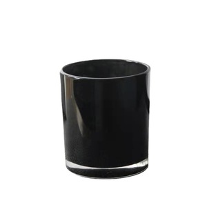 Glossy White and Black Glass Candle Jars