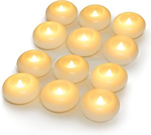 3 Inch Flicker LED Floating Plastic Votive Candle Water Activated Flameless Tea Lights for Home Decoration Christmas Halloween