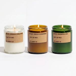 Amber Glass Jar Scented Soy Wax Candle Home Spa Sustainable