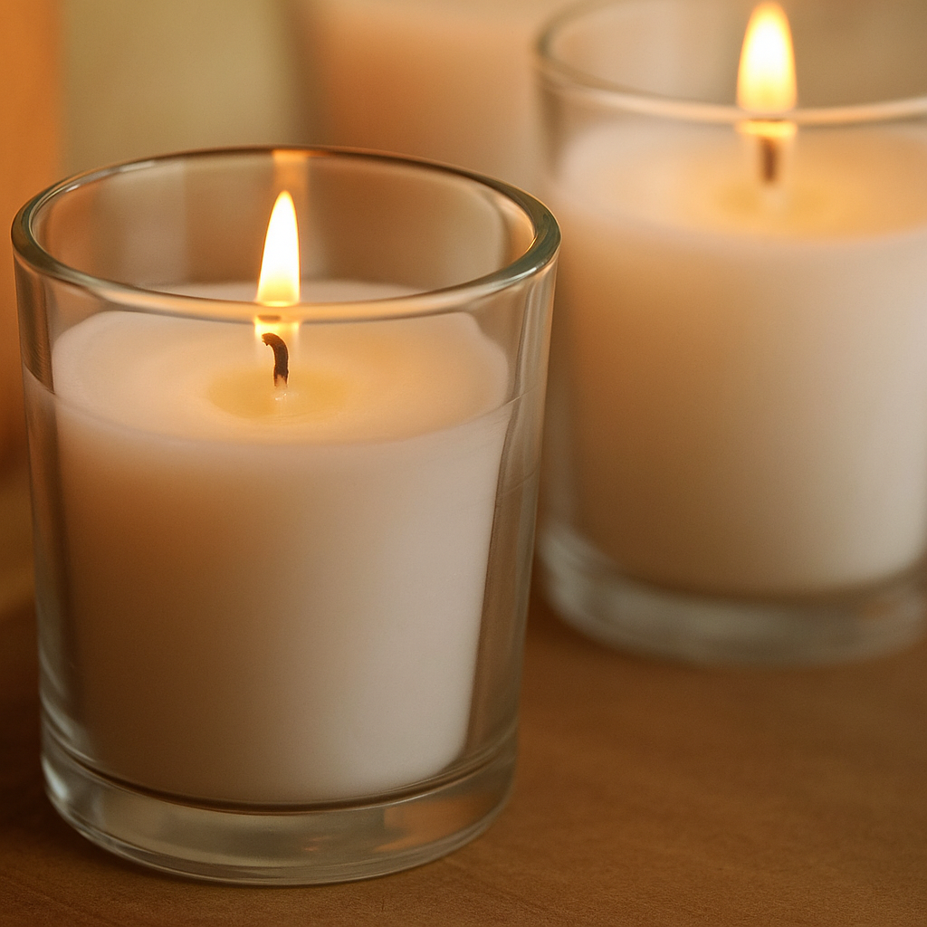 Scented wax filled glass jar candles