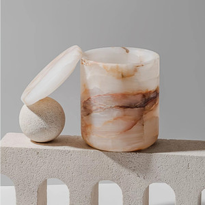 Natural Onyx Marble Candle Jar Holder