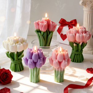 Handmade Romantic Wedding Gift Scented Candles Tulip Bouquet Flower