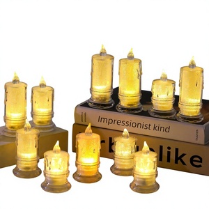 Transparent Glass Dripping Design LED Candles Battery Powered Flameless Light