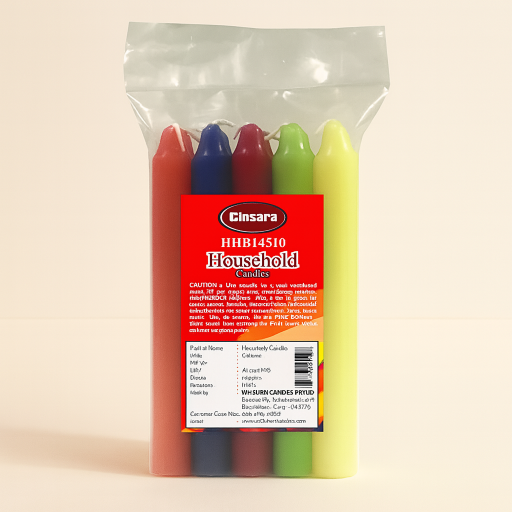 Multi-color household candles for decorative and utility use