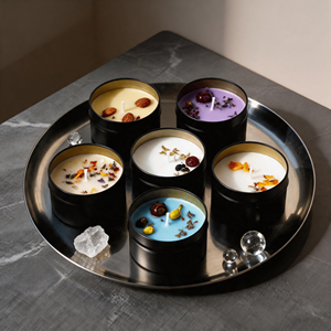 Handmade Soy Wax Aromatherapy Candles Set In Metal Jars