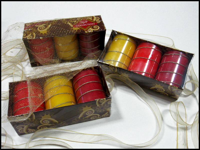 Unscented decorative pillar candles in smooth and textured finishes
